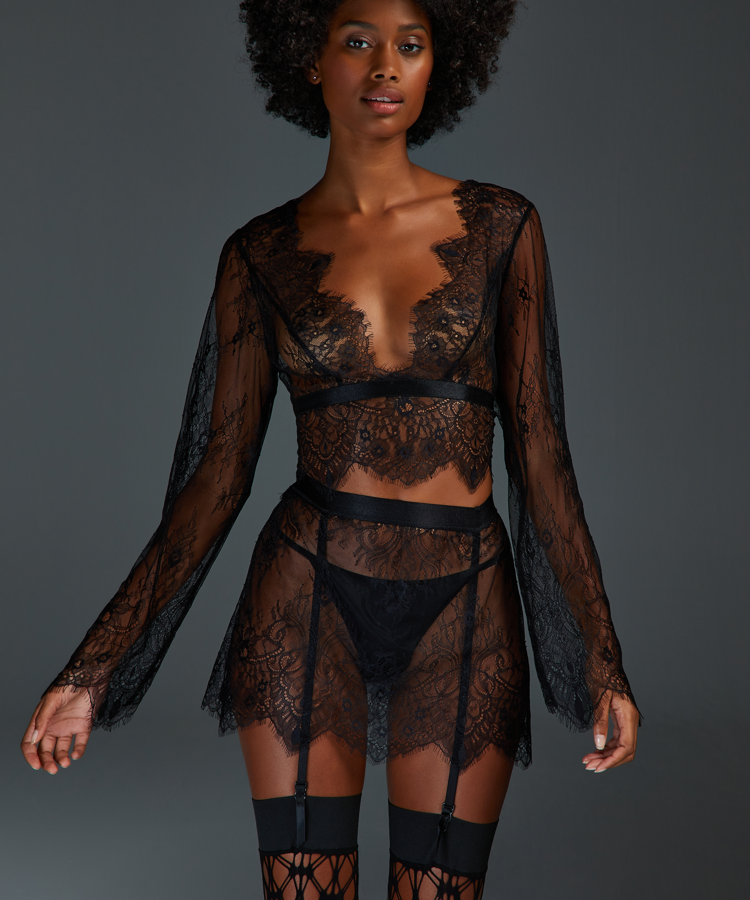 Lace Skirt, Black, main