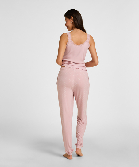 Singlet Rib Jersey Lace, Pink