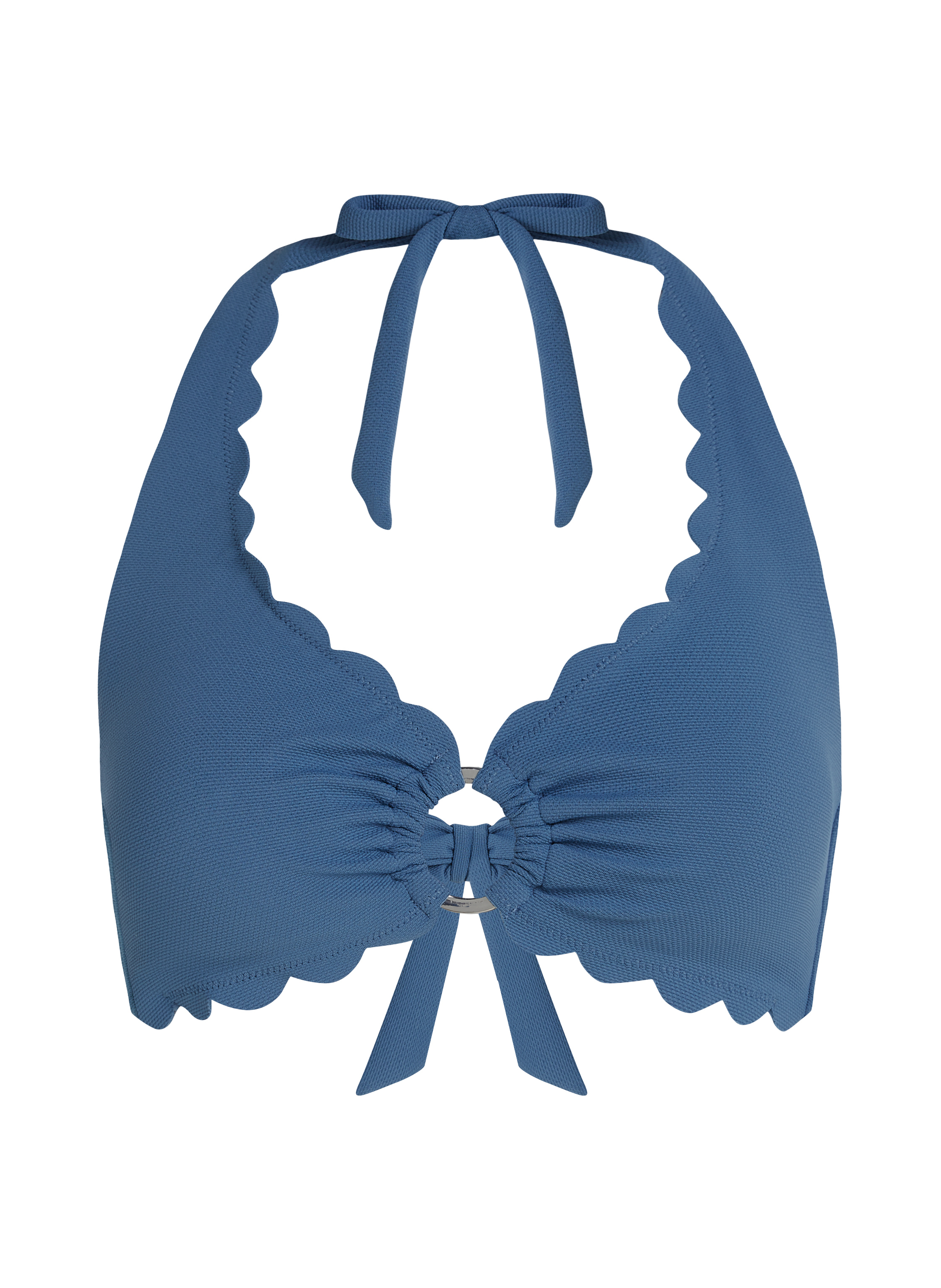 Scallop Halter Bikini Top, Blue, main
