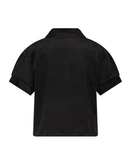 Short Sleeve Velour Jacket, Black