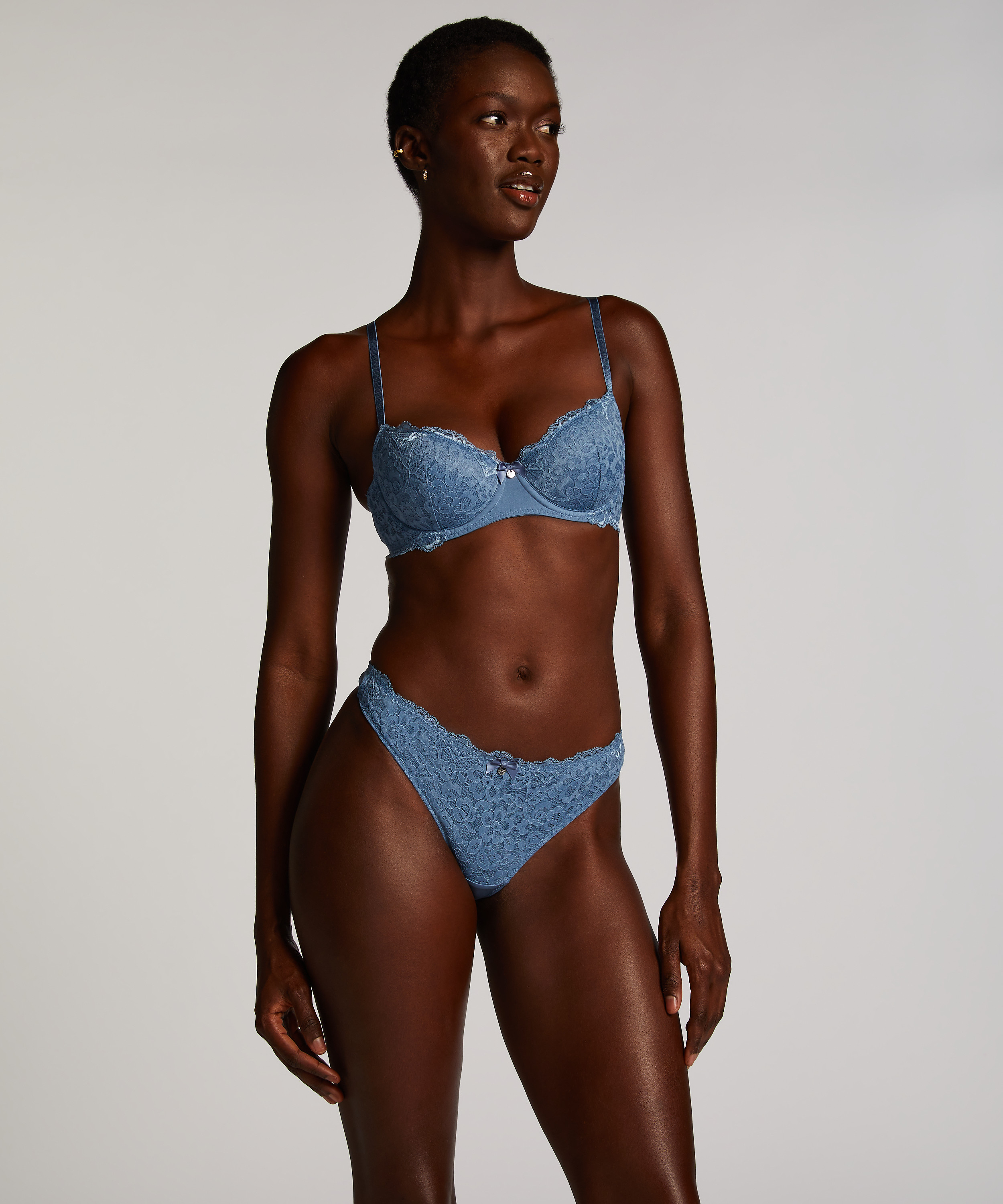 Marine Padded Underwired Bra, Blue, main