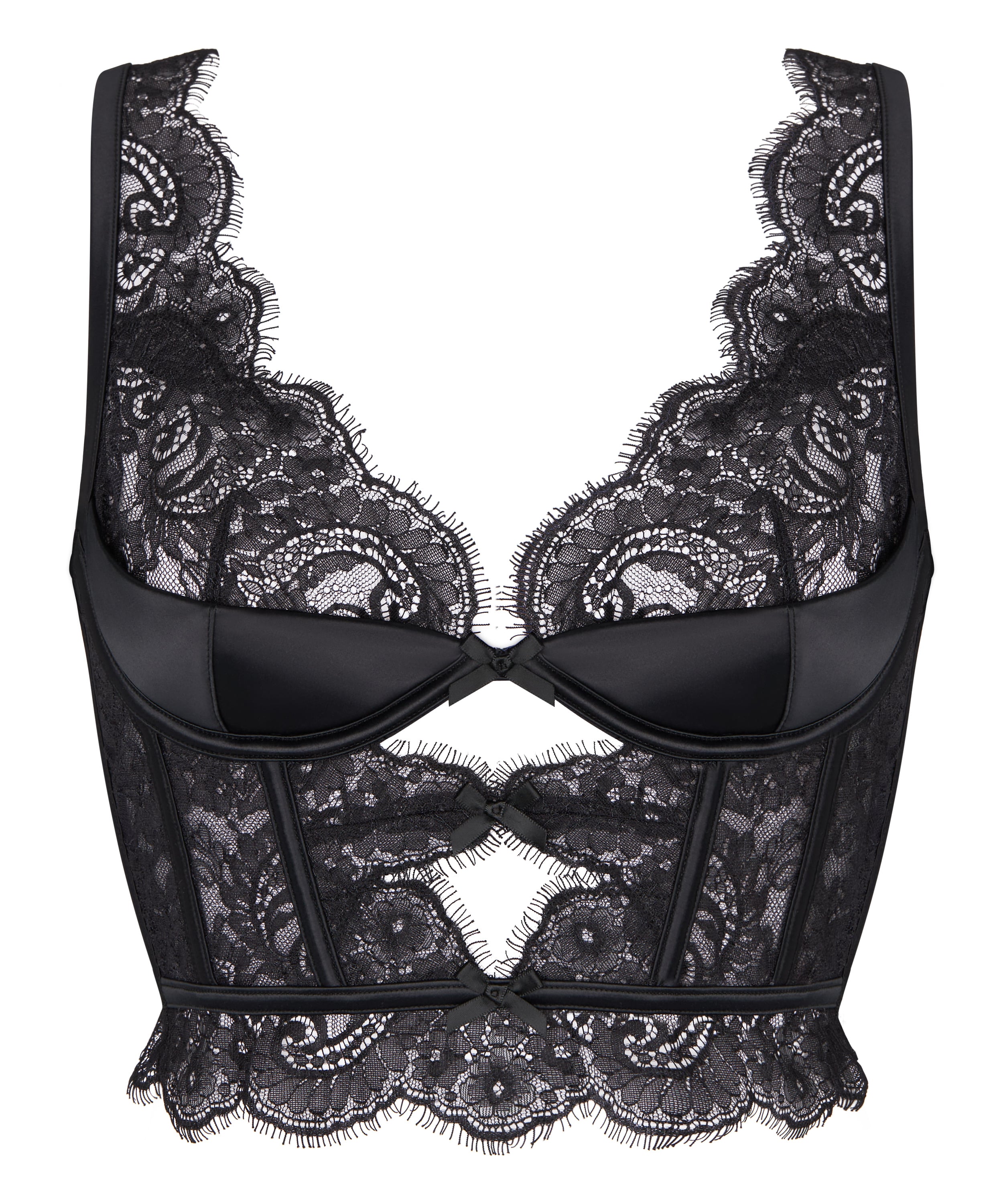 Non-Padded Underwired Longline Bra Sylvia, Black, main