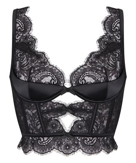 Non-Padded Underwired Longline Bra Sylvia, Black