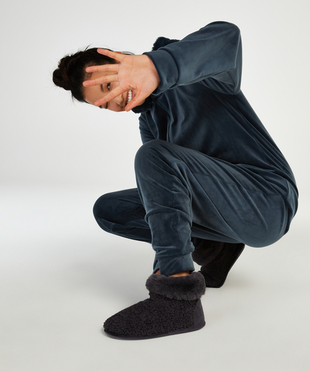 Teddy Slippers Boot, Gray