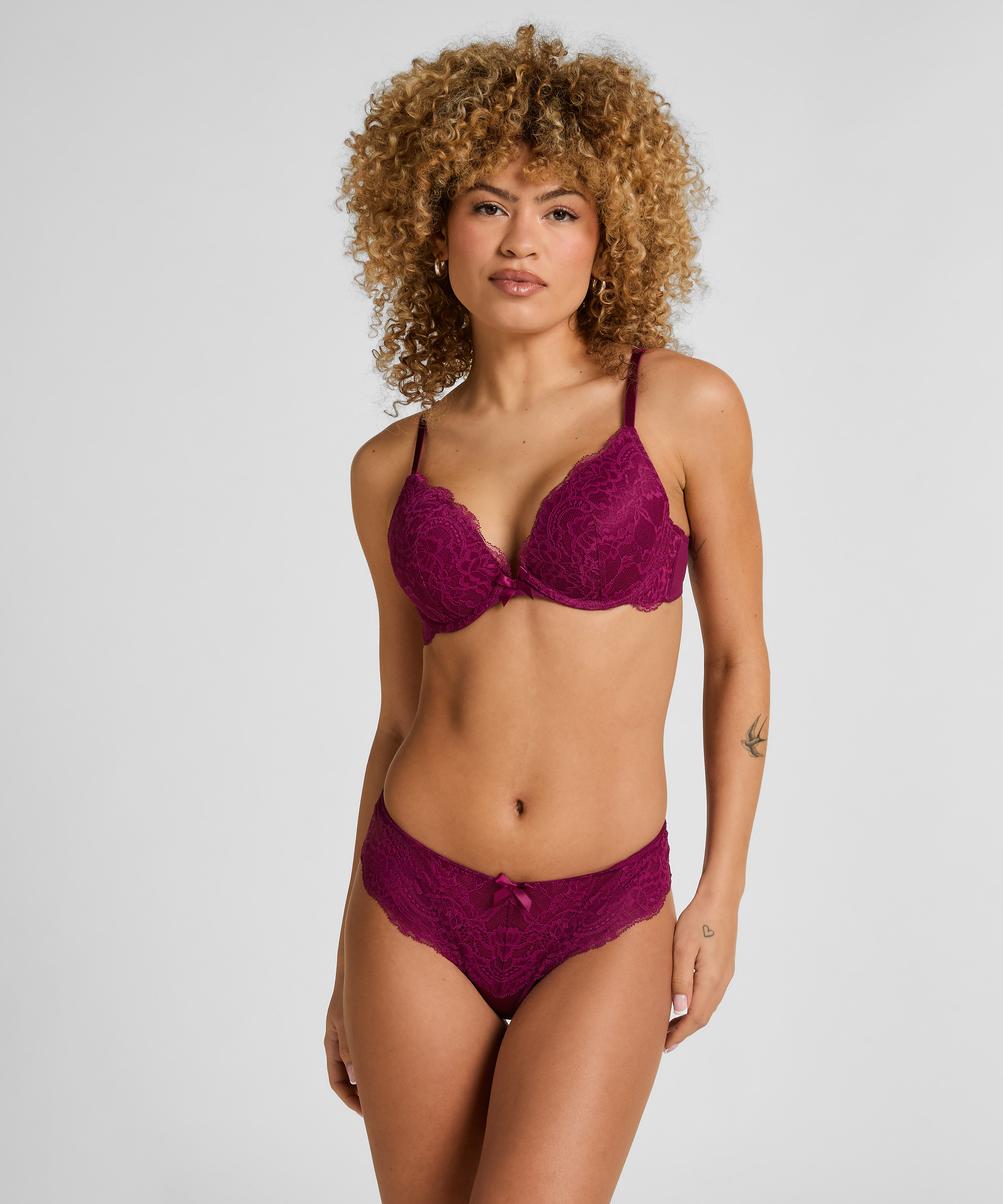 Teddy Padded Push-Up Underwired Bra, Purple, main