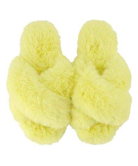 Fake Fur Slippers, Yellow