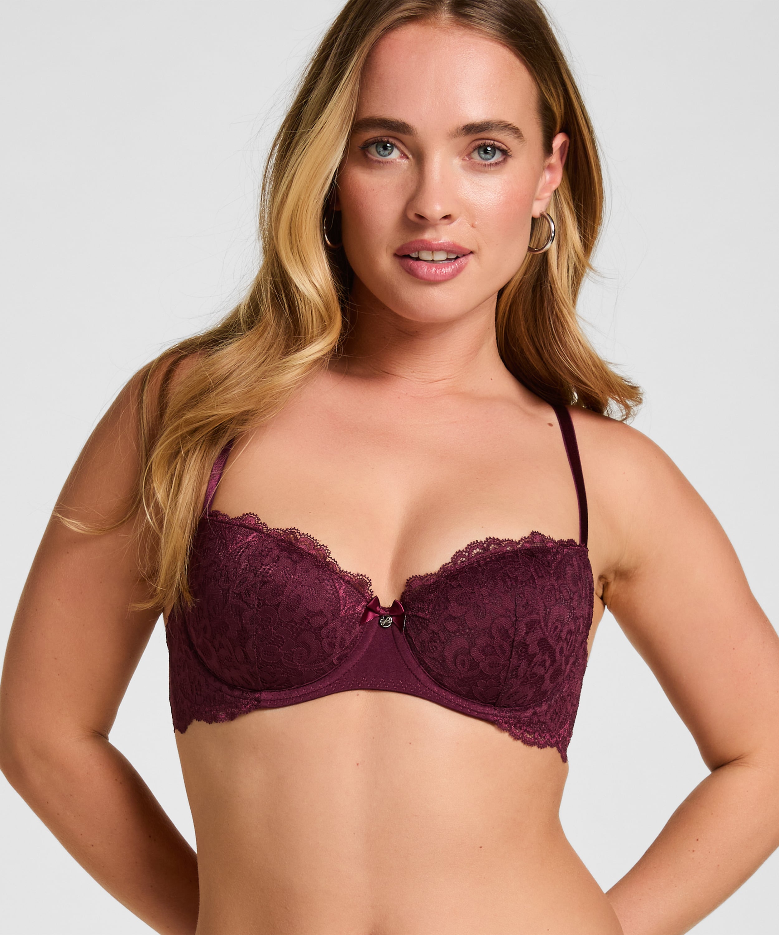 Marine Padded Underwired Bra, Purple, main