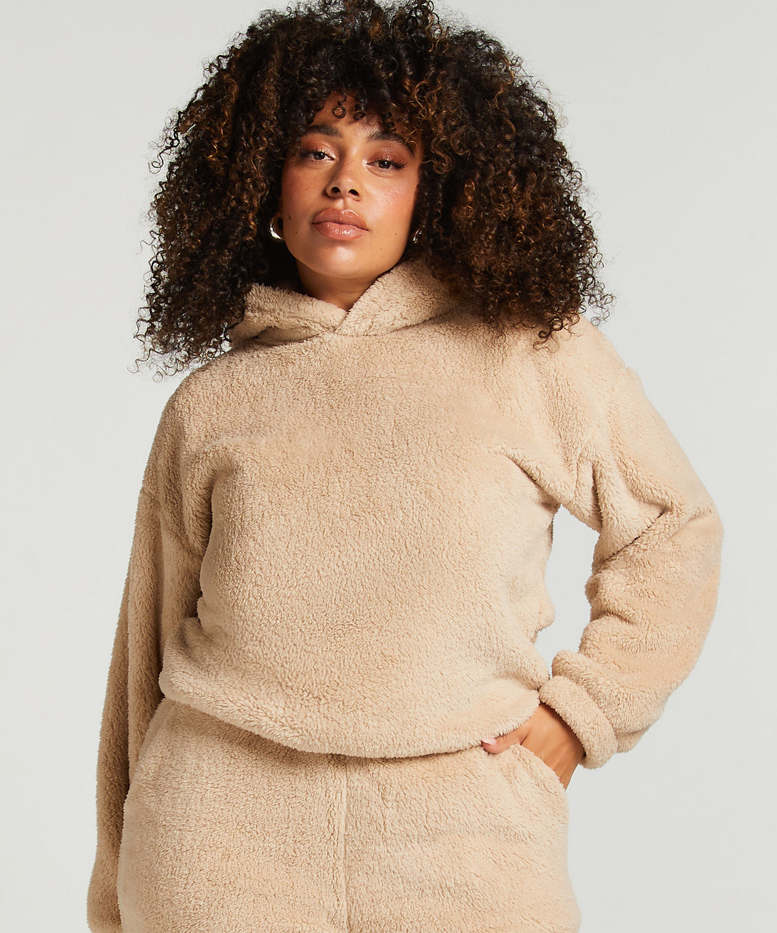 Snuggle Hoodie Fleece, Beige