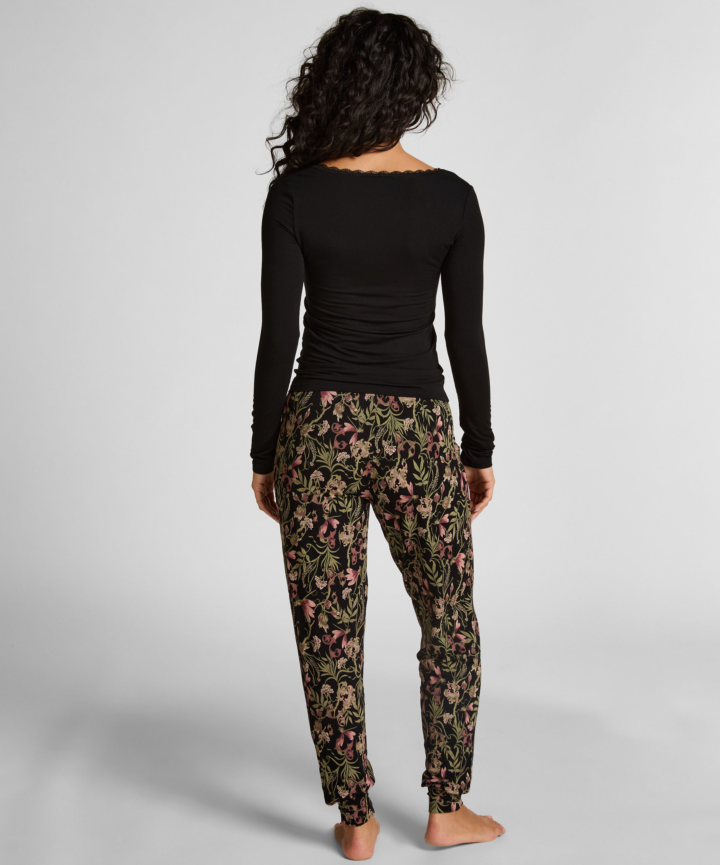 Longsleeved Jersey Pyjama Top, Black, main