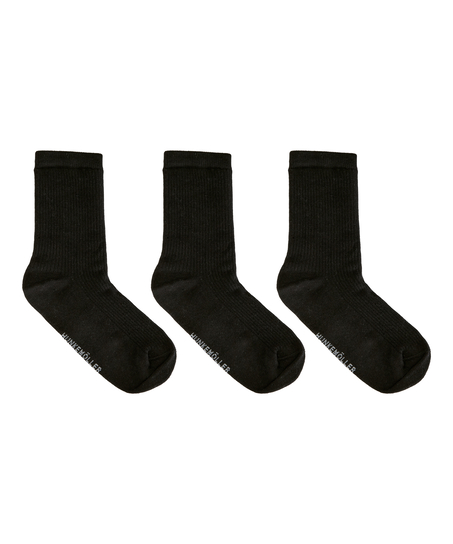 3-Pack Cotton Crew Socks, Black
