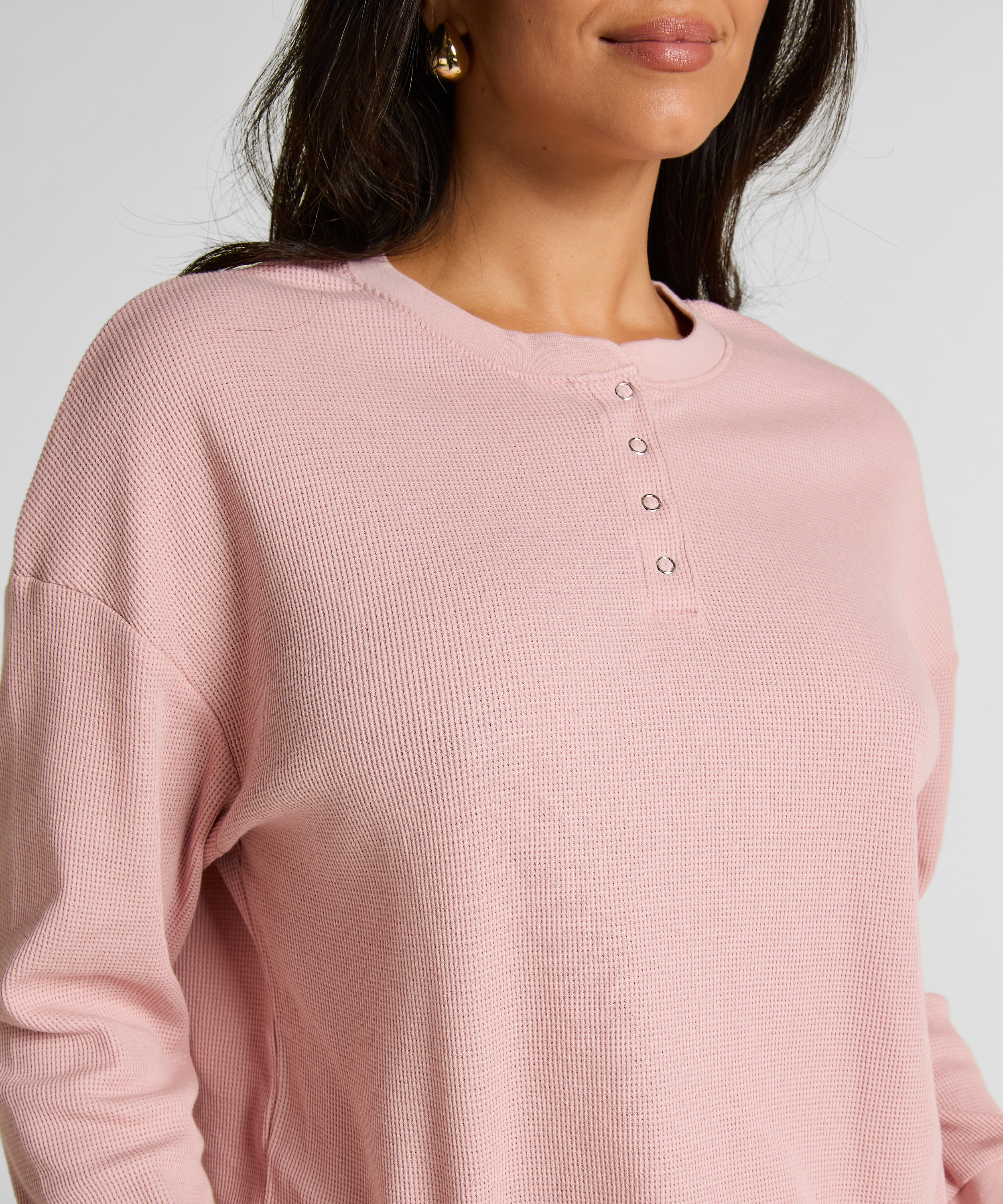 Top Waffle Henley, Pink, main