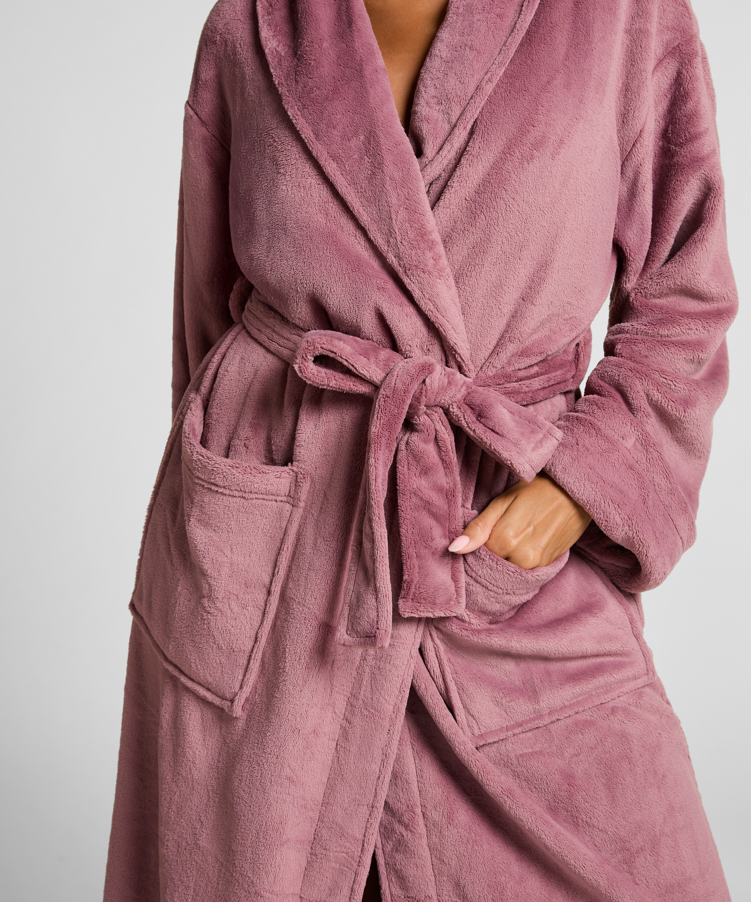 Soft Fleece Bathrobe, Purple, main