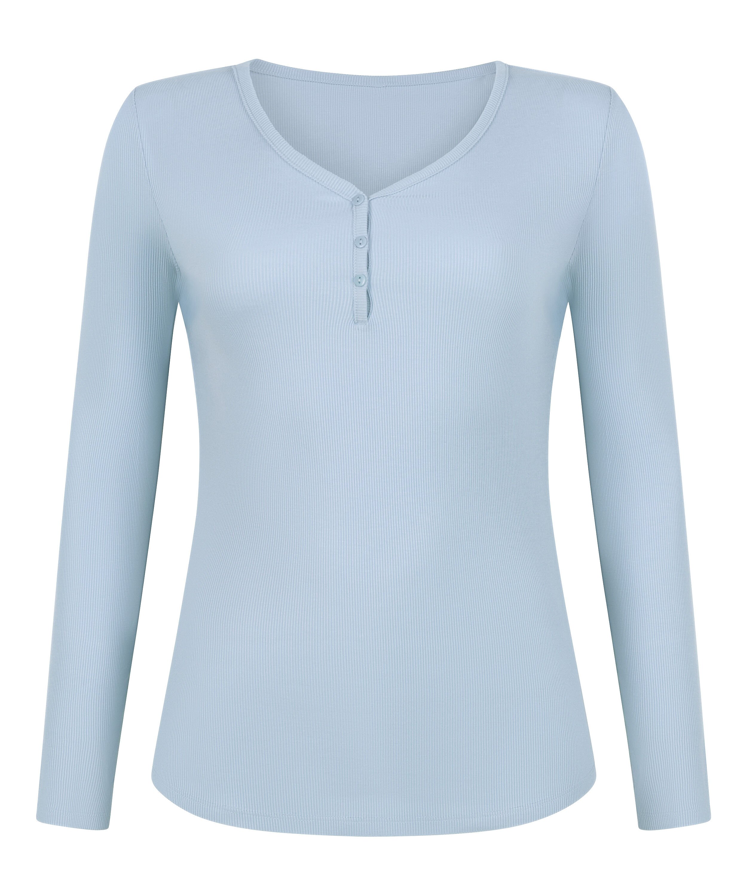 Longsleeved Pyjama Top Henley, Blue