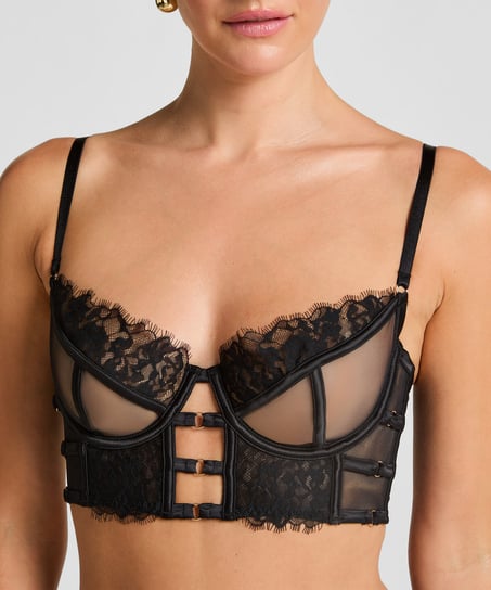 Nienke Non-Padded Underwired Longline Bra, Black