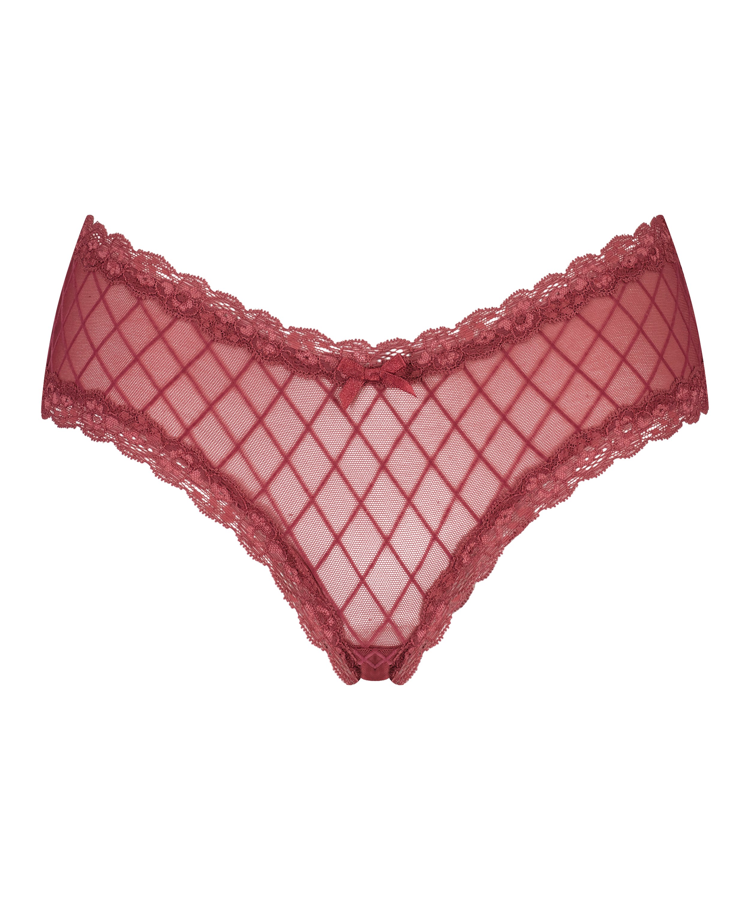 V-shaped Brazilian knickers mesh, Red, main