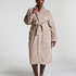 Long Fleece Bathrobe, Beige