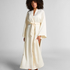 Kimono Long Satin Floral, White