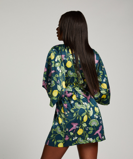 Satin Kimono, Blue
