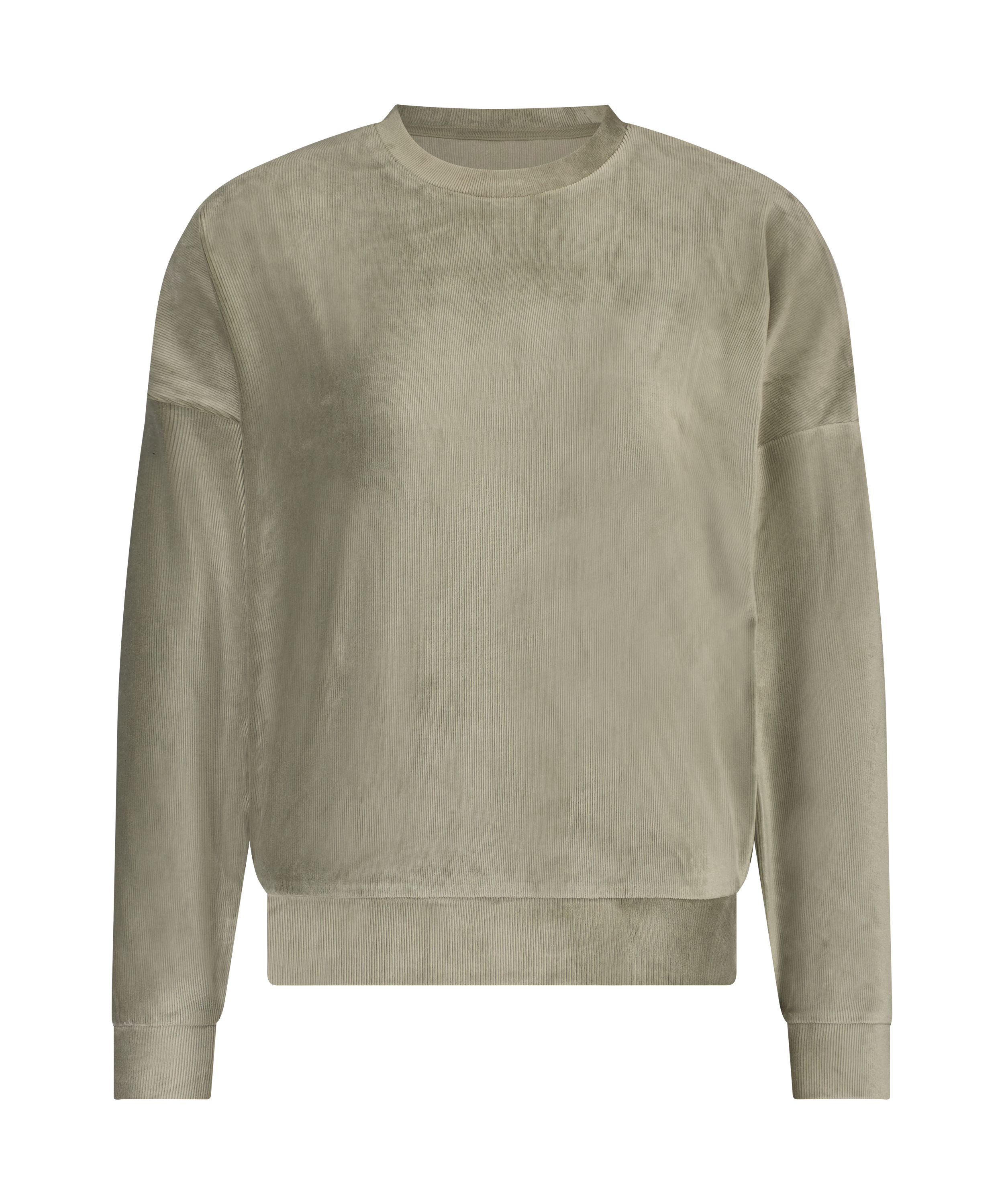 Velour rib top with long sleeves, Green, main