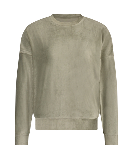 Velour rib top with long sleeves, Green