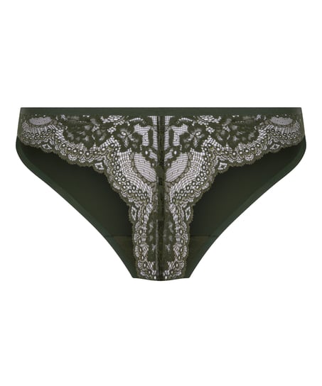 Lace Back Invisible Thong, Green