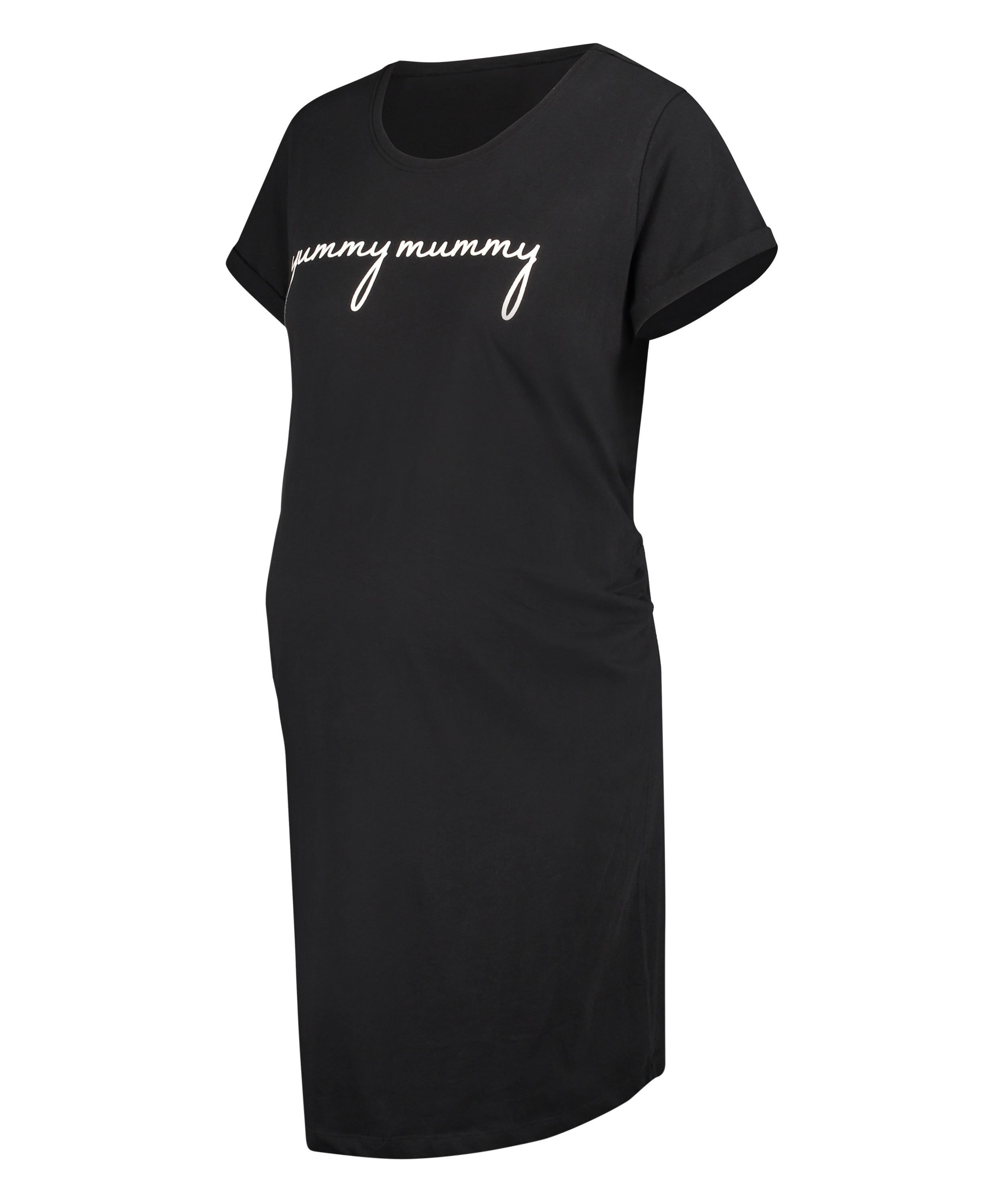 Short-Sleeved Maternity Nightshirt, Black, main