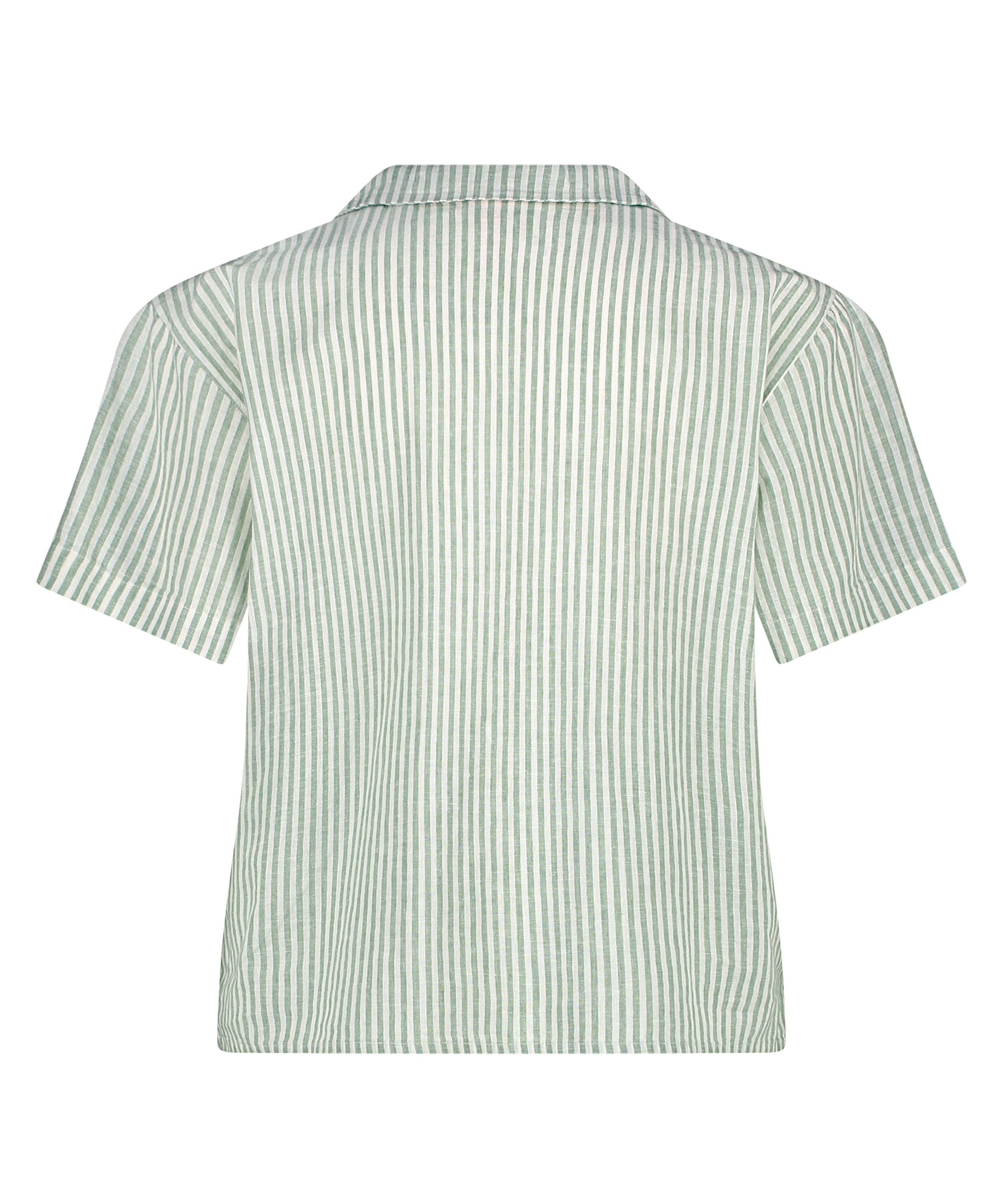 Linen Pyjama Top, Green, main