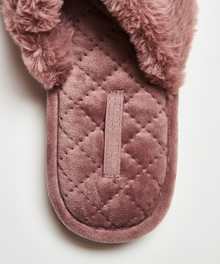 Fake Fur Slippers, Purple