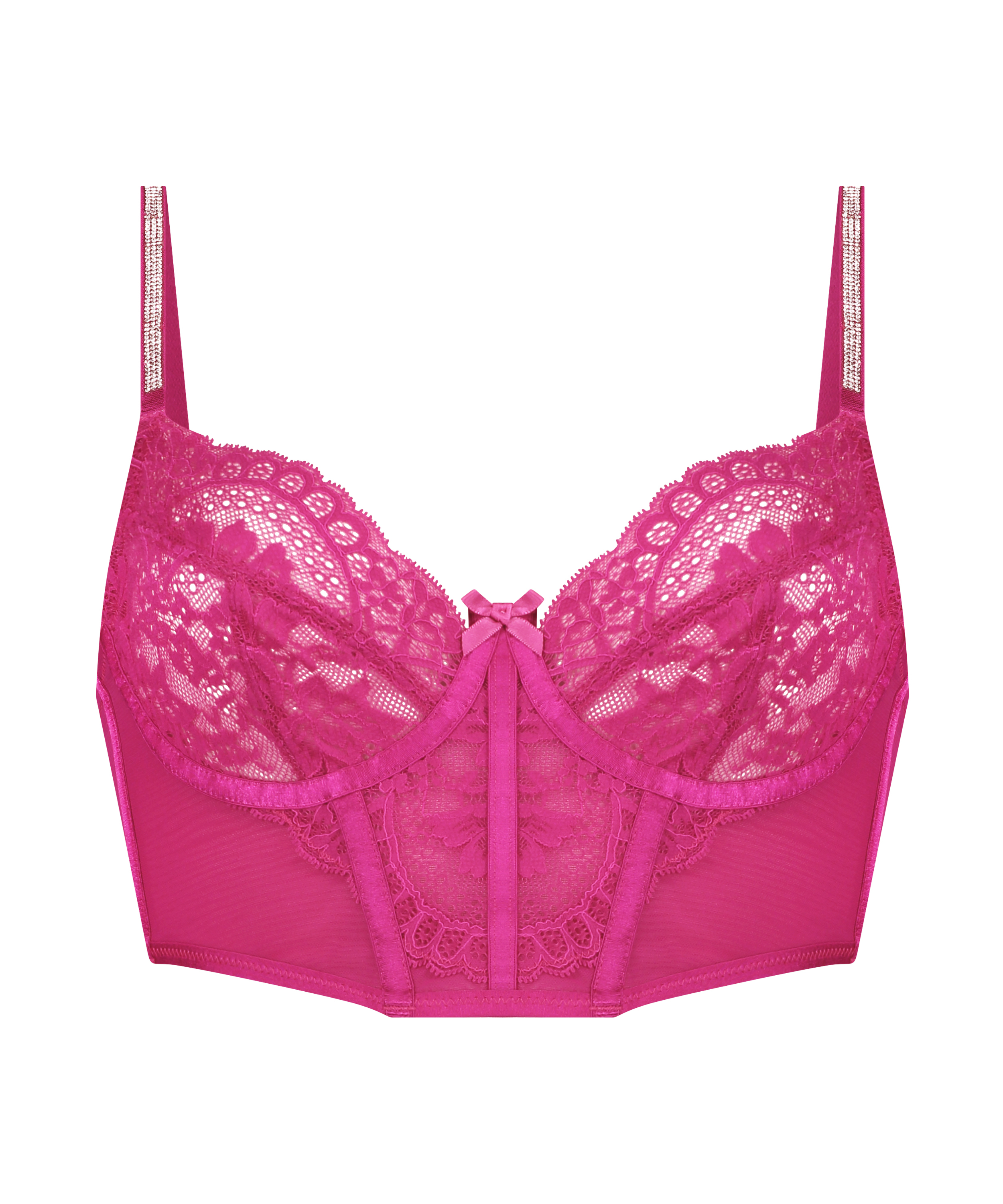 Lindsey Non-Padded Underwired Longline Bra, Pink, main