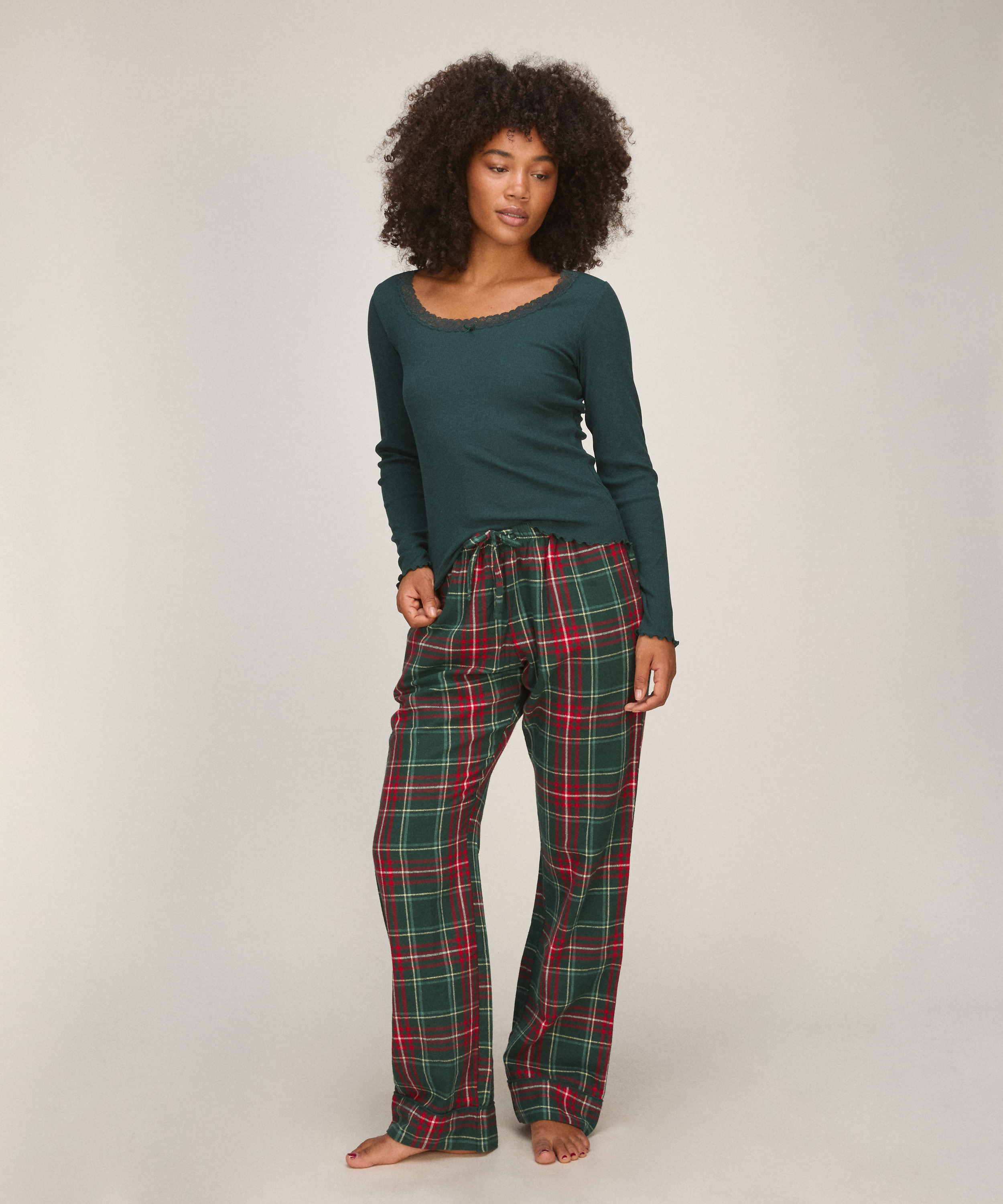 Tall Flannel Pyjama Pants, Green, main