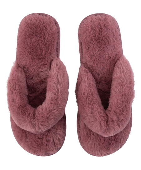 Fake Fur Slippers, Pink