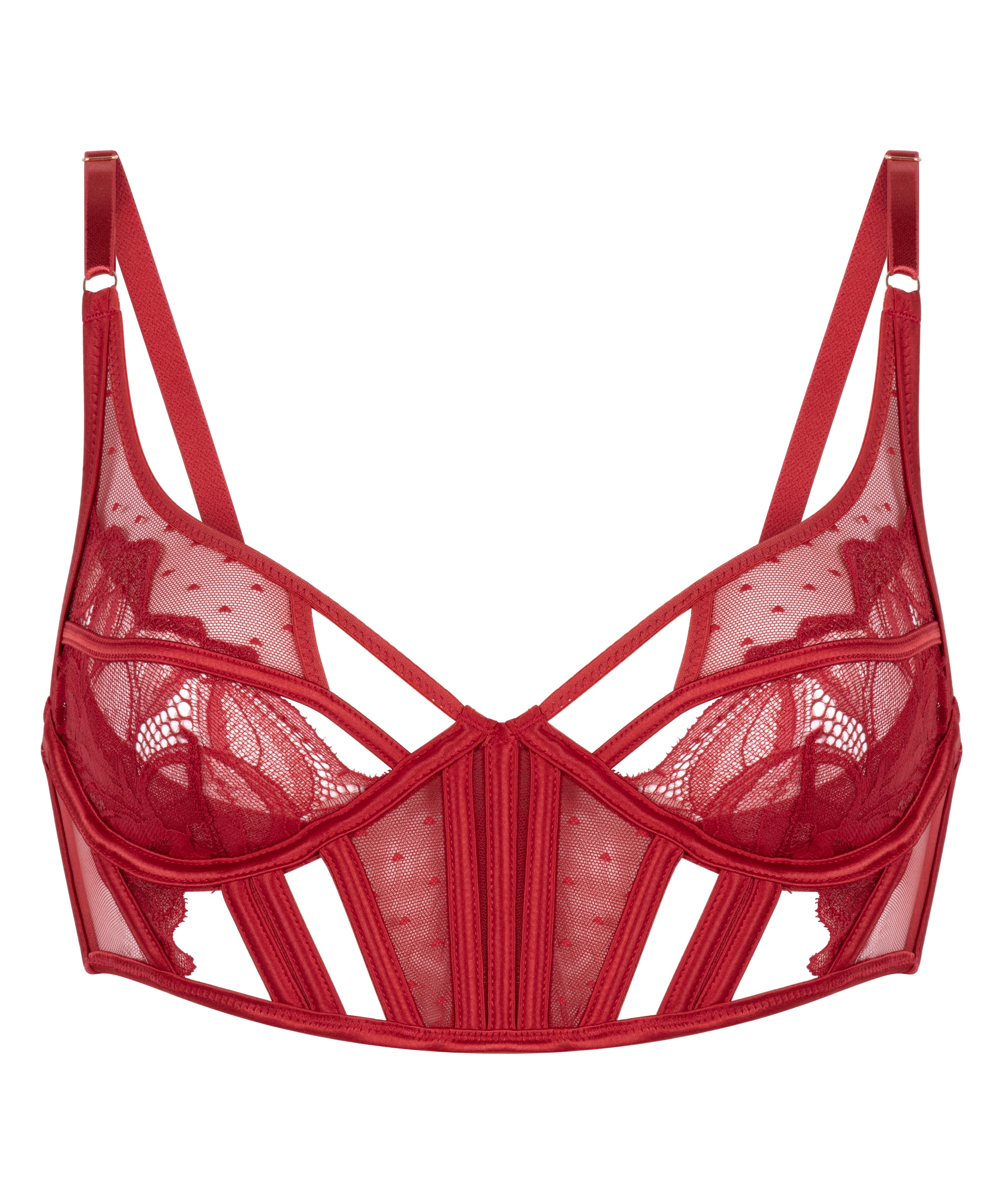 Billie Non-Padded Longline Underwired Bra, Red, main