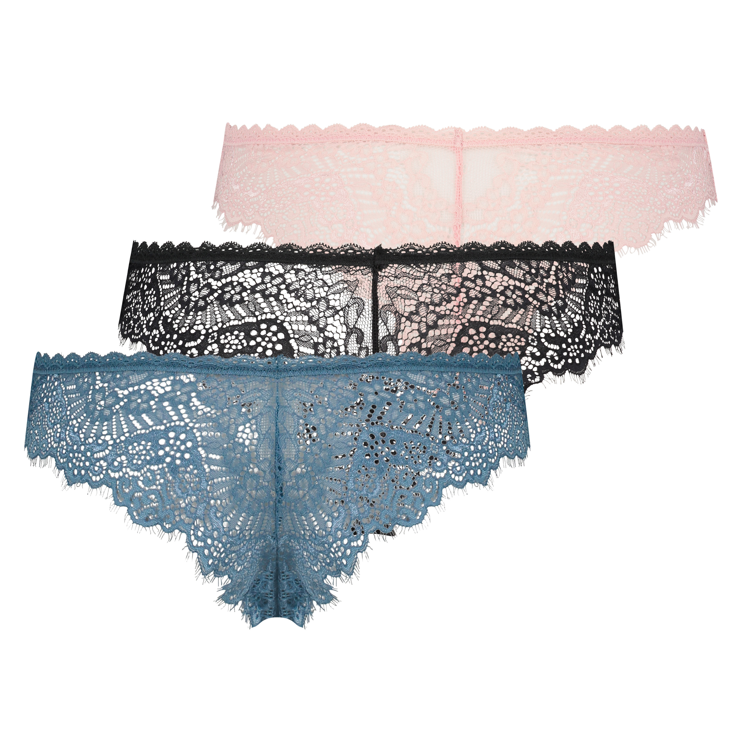 3-Pack Brazilians lace, Black, main