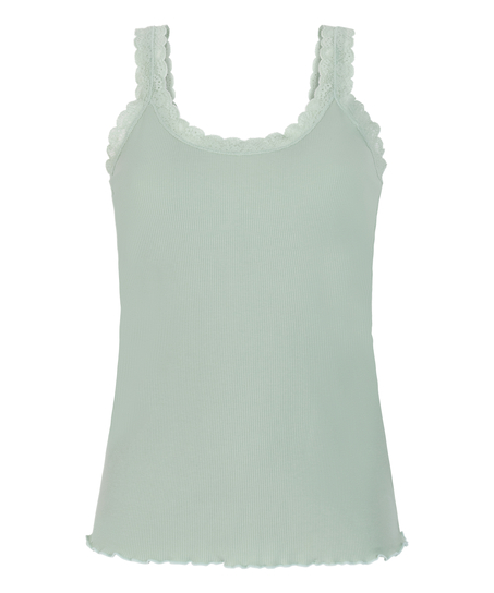 Ribbed Lace Singlet, Green