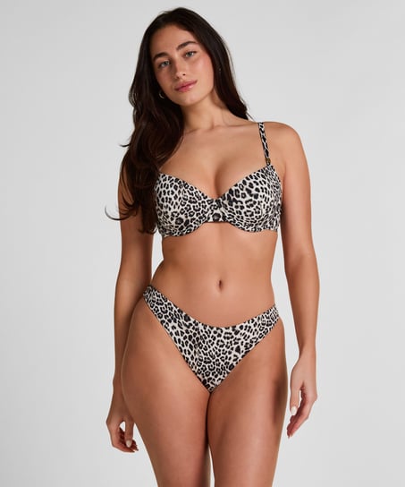 Padded Underwired Bikini Top Leopard, Black