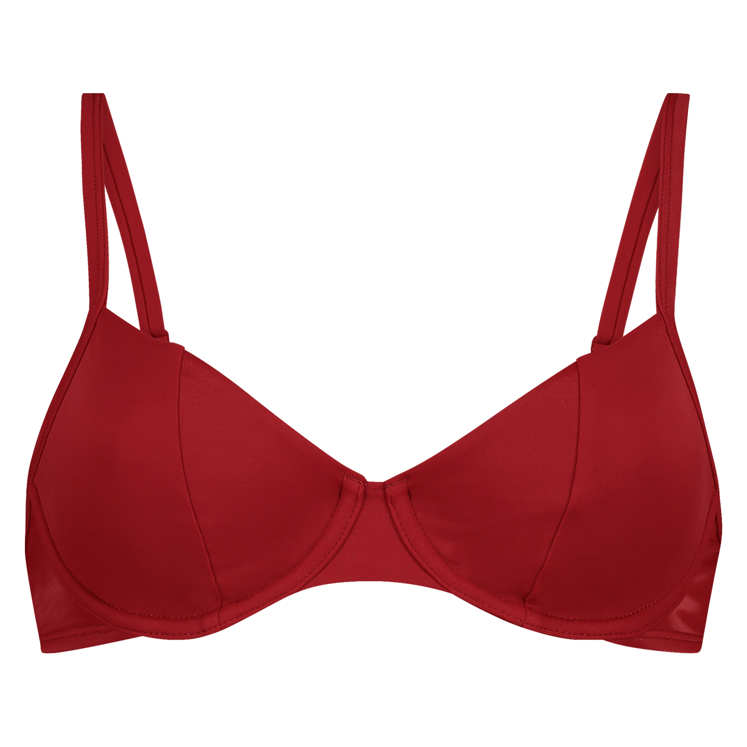 Pagoda non-padded underwired bikini top, Red, main