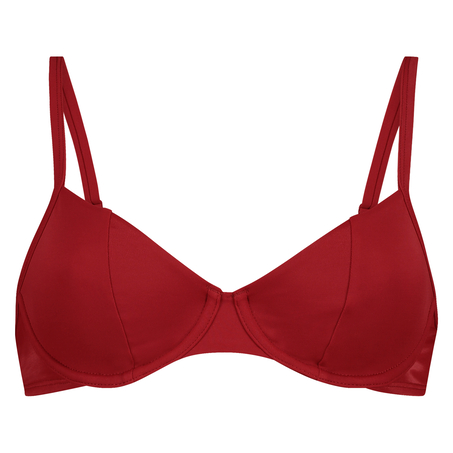 Pagoda non-padded underwired bikini top, Red
