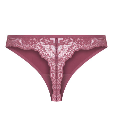 Lace Back Invisible Thong, Purple