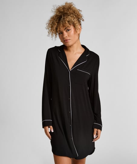 Essential Jersey Shirtdress, Black