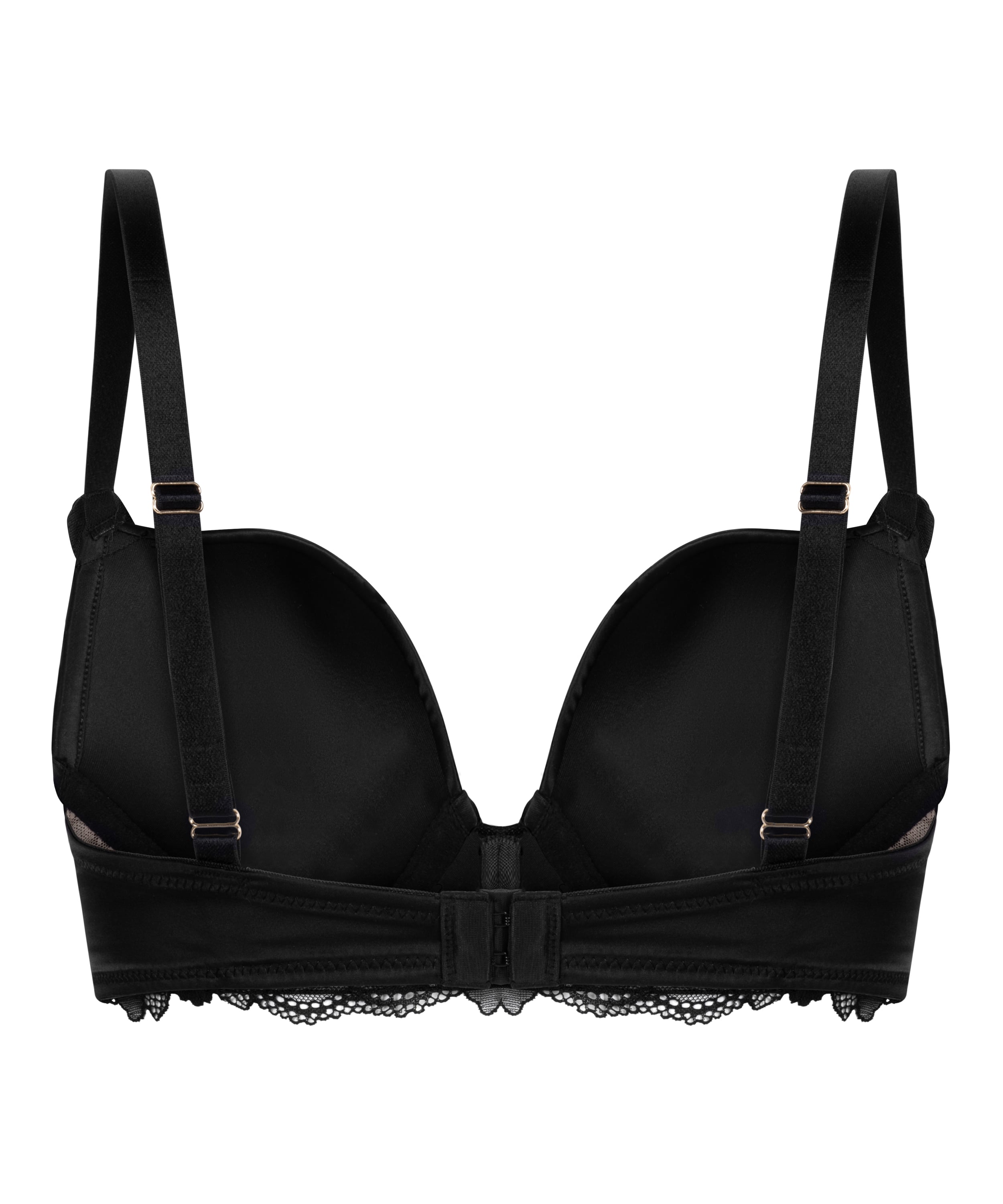 Avela Padded Underwired Longline Push-Up Bra, Black, main