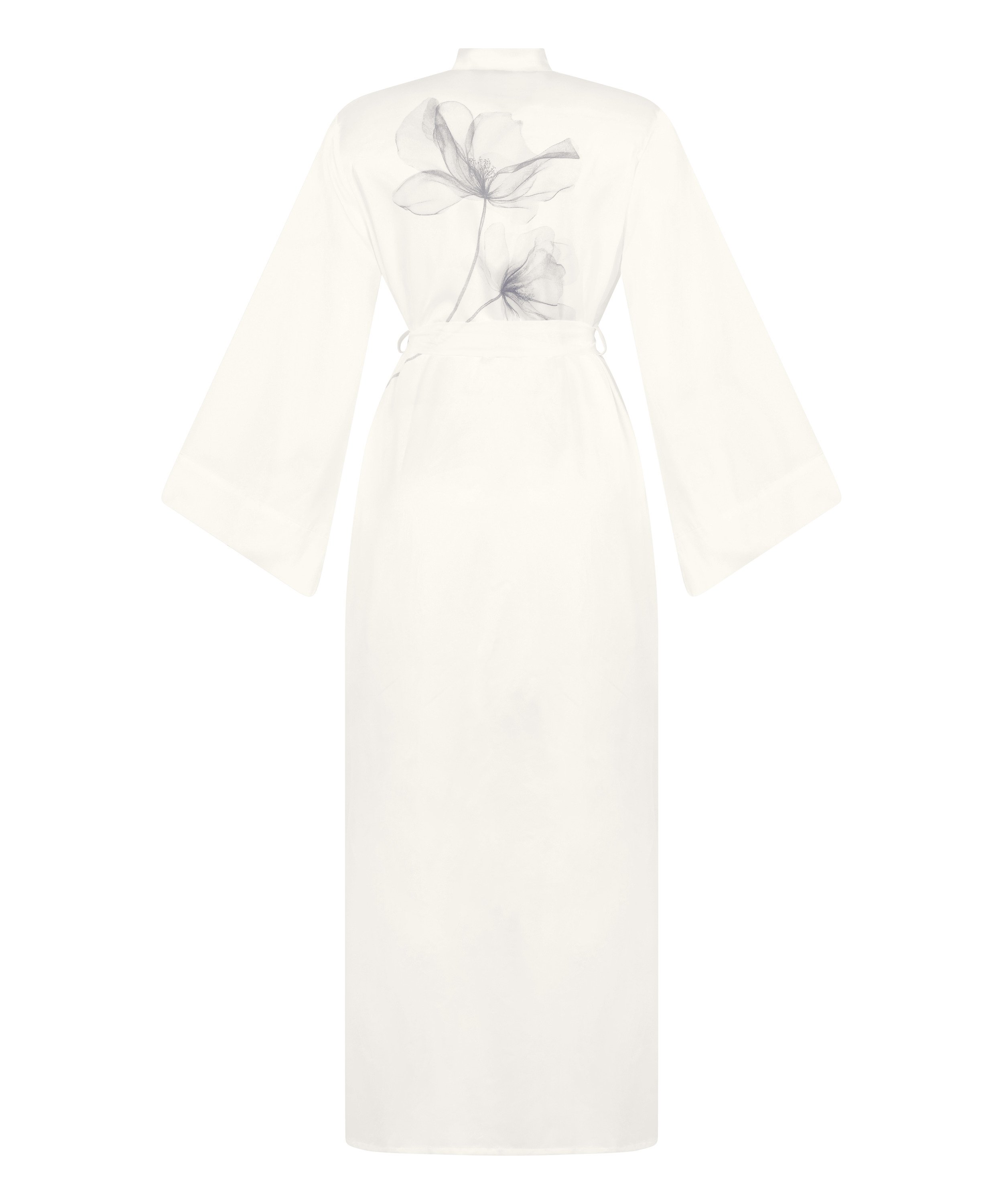 Kimono Long Satin Floral, White, main