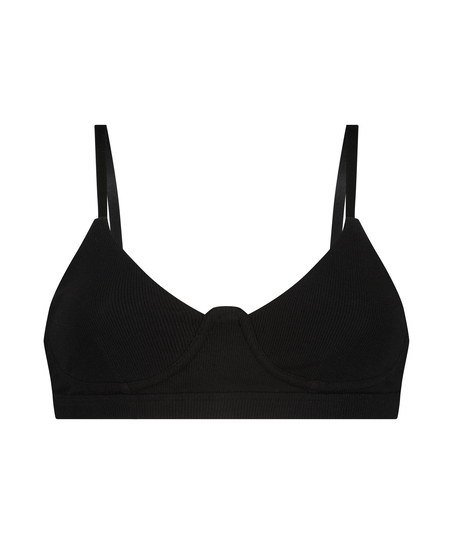 Rib Baddie Bralette, Black