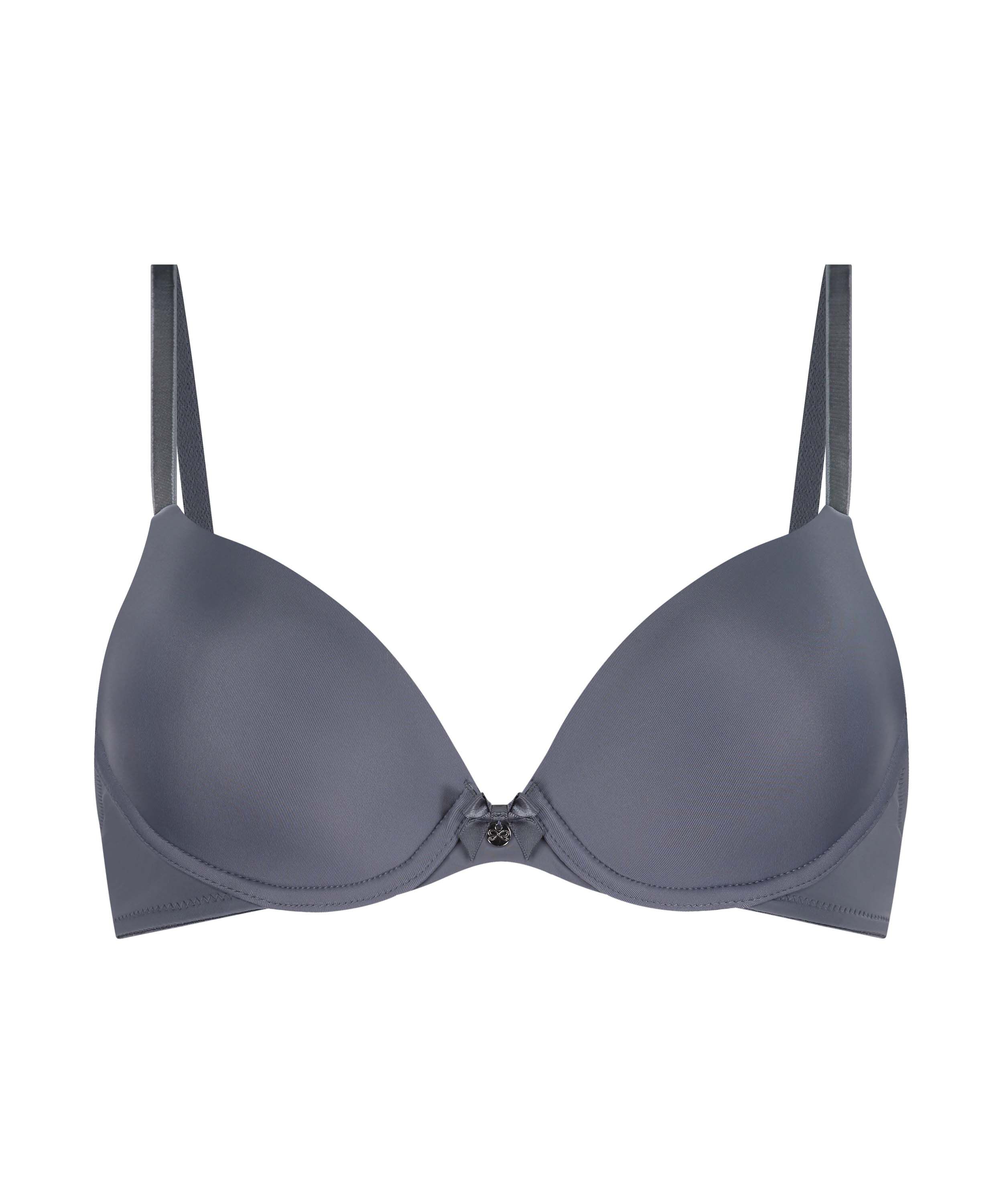 Plunge Padded Underwired Bra, Gray
