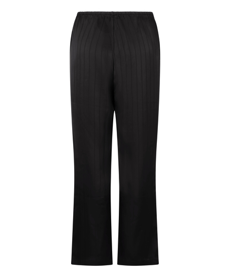 Satin Pinstripe Trousers, Black