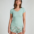 Ribbed Jersey Short-Sleeved Pyjama Top, Green