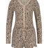 Leopard Brushed Short Onesie, Beige