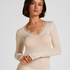 super soft Lace V-Neck shirt with Cashmere, White