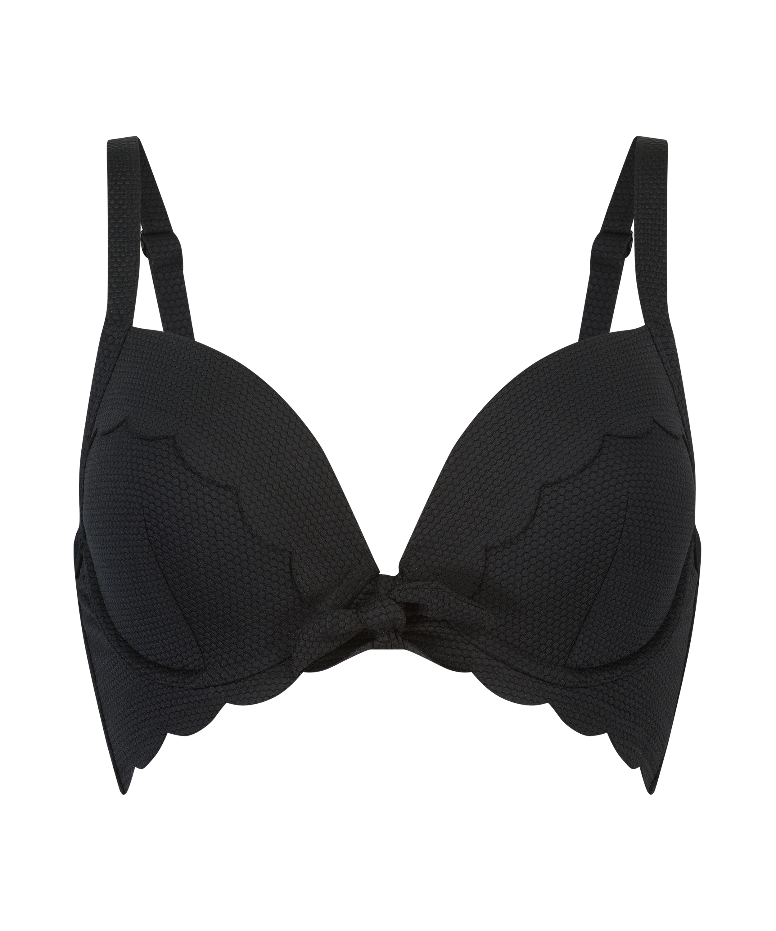 Scallop padded underwired bikini-top, Black, main