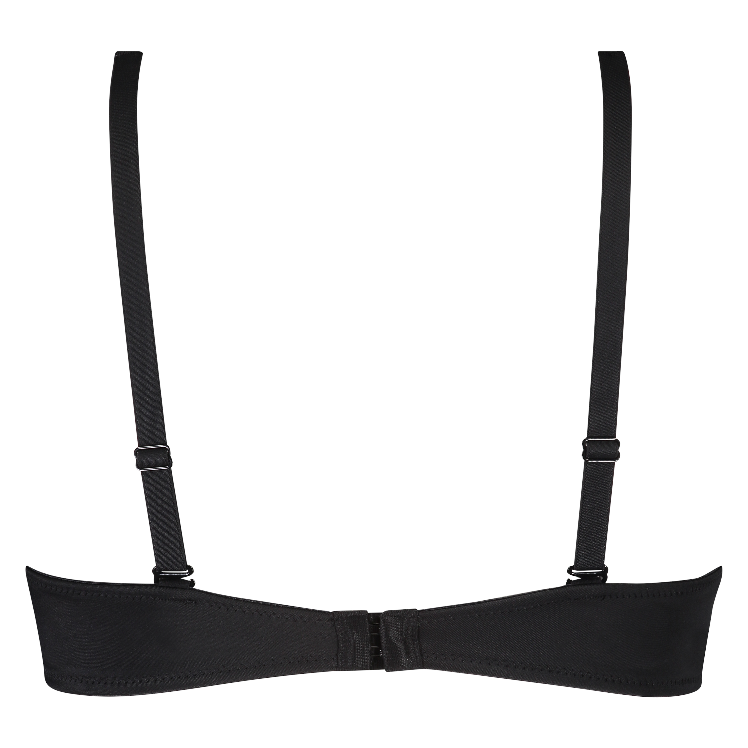 Satin Fleece Non-Padded Underwired Bra, Black, main