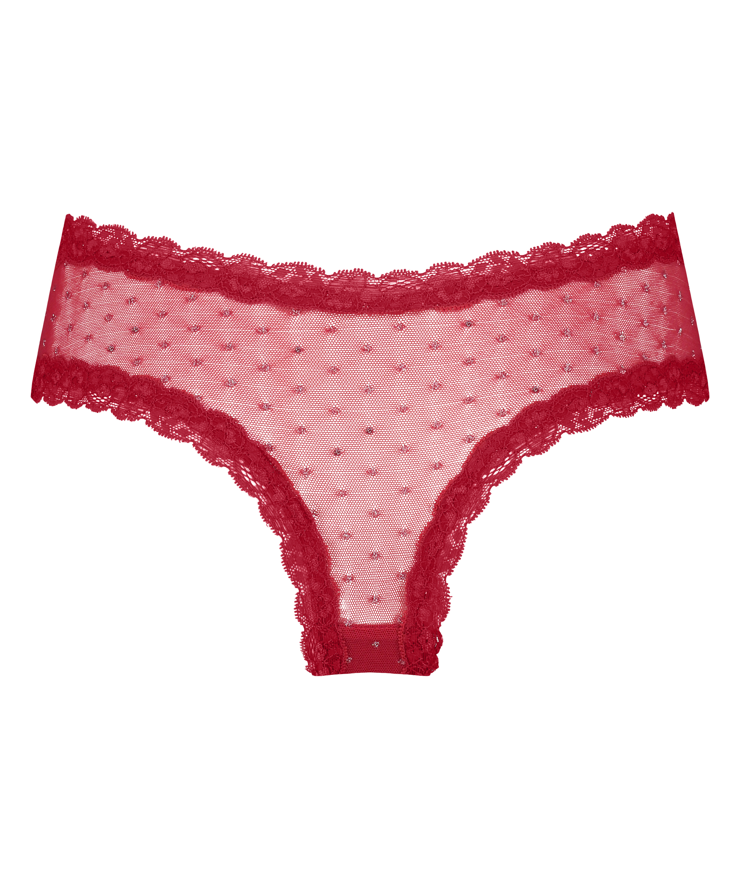 V-shaped Brazilian knickers mesh, Red, main